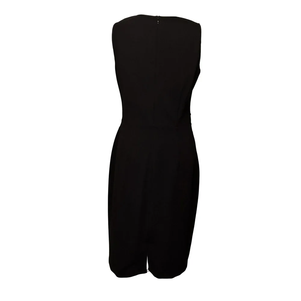 White House Black Market Sheath Dress Women 8 Black Ecru Piped Graphic Sleeveles